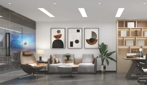 青島嶗山區(qū)供應(yīng)鏈管理公司300平辦公室裝飾設(shè)計(jì)效果圖