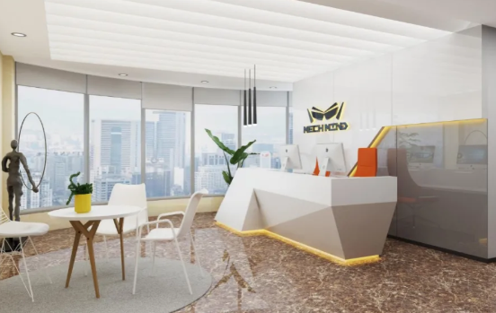 青島嶗山區(qū)供應(yīng)鏈管理公司300平辦公室裝飾設(shè)計(jì)效果圖