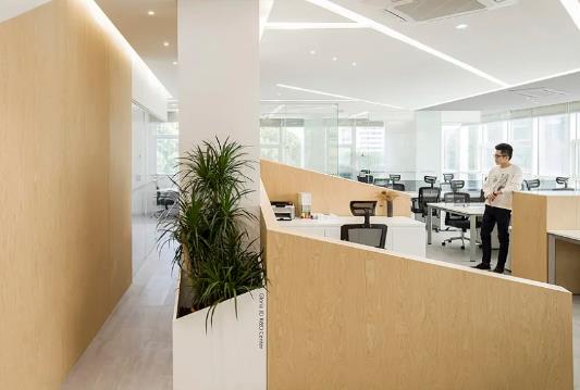 青島生物科技有限公司開(kāi)放式辦公室裝修效果圖