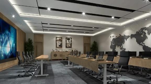 青島英語培訓(xùn)學(xué)校辦公室裝修效果圖
